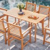 Vifah Waimea Honey 7-Piece Slatted Eucalyptus Wood Patio Dining Set with Cushion, Set Top View