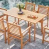 Vifah Waimea Honey 7-Piece Slatted Eucalyptus Wood Patio Dining Set with Cushion, Set Top View - Vifah Waimea Honey 7-Piece Slatted Eucalyptus Wood Patio Dining Set with Cushion, Set Top View