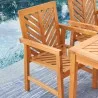 Vifah Olina Honey 5-Piece Fish Bone Eucalyptus Wooden Outdoor Dining Set , Seat Closeup View - Vifah Olina Honey 5-Piece Fish Bone Eucalyptus Wooden Outdoor Dining Set , Seat Closeup View