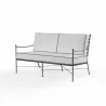 Provence Loveseat in Canvas Natural w/ Contrast Spectrum Carbon Welt - Front Side Angle - Provence Loveseat in Canvas Natural w/ Contrast Spectrum Carbon Welt - Front Side Angle