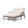 Laguna Double Chaise Lounge in Canvas Natural, No Welt - Front Side Angle