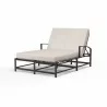 La Jolla Double Chaise in Canvas Natural w/ Self Welt - Front Side Angle - La Jolla Double Chaise in Canvas Natural w/ Self Welt - Front Side Angle