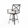 La Jolla Swivel Barstool in Canvas Natural w/ Self Welt - Front Side Angle - La Jolla Swivel Barstool in Canvas Natural w/ Self Welt - Front Side Angle