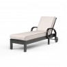 Monterey Chaise Lounge in Canvas Natural w/ Self Welt - Front Side Angle
