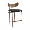 Sunpan Gibbons Counter Stool in Antique Brass - Charcoal Black Leather - Front Side Angle