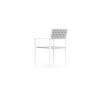 Azzurro Naples Dining Chair With Matte White Aluminum Frame and Pearl Gray All-Weather Rope - Back Angled