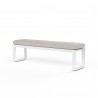 Newport Dining Bench in Canvas Natural, No Welt - Front Side Angle