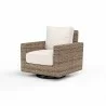 Havana Swivel Club Rocker in Canvas Natural w/ Self Welt - Front Side Angle - Havana Swivel Club Rocker in Canvas Natural w/ Self Welt - Front Side Angle