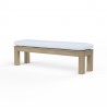 Coastal Teak Dining Bench in Canvas Natural, No Welt - Front Side Angle