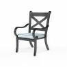 Monterey Swivel Dining Chair in Canvas Skyline w/ Self Welt - Front Side Angle - Monterey Swivel Dining Chair in Canvas Skyline w/ Self Welt - Front Side Angle