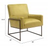 Zuo Modern New York Accent Chair Olive Green- Seat Dimension 1