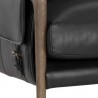 Sunpan Mauti Lounge Chair Dark Brown - Cortina Black Leather - Seat Closeup Angle