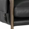 Sunpan Mauti Lounge Chair Dark Brown - Cortina Black Leather - Seat Closeup Angle - Sunpan Mauti Lounge Chair Dark Brown - Cortina Black Leather - Seat Closeup Angle