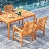 Vifah Olina Honey 5-Piece Fish Bone Eucalyptus Wooden Outdoor Dining Set , Top Angle - Vifah Olina Honey 5-Piece Fish Bone Eucalyptus Wooden Outdoor Dining Set , Top Angle