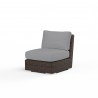 Montecito Armless Club Chair in Canvas Granite w/ Self Welt - Front Side Angle