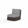 Montecito Armless Club Chair in Canvas Granite w/ Self Welt - Front Side Angle - Montecito Armless Club Chair in Canvas Granite w/ Self Welt - Front Side Angle