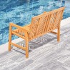 Vifah Olina Honey Two Seater Fish Bone Eucalyptus Wooden Garden Bench, Back Angle