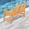 Vifah Olina Honey Two Seater Fish Bone Eucalyptus Wooden Garden Bench, Back Angle - Vifah Olina Honey Two Seater Fish Bone Eucalyptus Wooden Garden Bench, Back Angle
