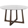 Sunpan Flores Dining Table 53" in Ebony Brown-White Marble - Front Angle