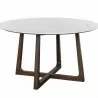 Sunpan Flores Dining Table 53" in Ebony Brown-White Marble - Front Angle - Sunpan Flores Dining Table 53" in Ebony Brown-White Marble - Front Angle