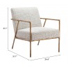 Zuo Modern Norrebro Accent Chair Beige Frost - Seat Dimension