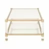Nouveau Coffee Table - Brushed Stainless Steel Lucite - Side Angle - Nouveau Coffee Table - Brushed Stainless Steel Lucite - Side Angle