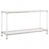Nouveau Console Table - Brushed Stainless Steel Lucite - Front Side Angle
