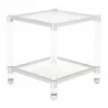 Nouveau End Table - Brushed Stainless Steel Lucite - Side Angled - Nouveau End Table - Brushed Stainless Steel Lucite - Side Angled