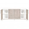 Essentials For Living Atticus Media Sideboard - Natural Gray Acacia - Front with Opened Cabinet