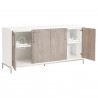Essentials For Living Atticus Media Sideboard - Natural Gray Acacia - Cabinet Opened Angled View