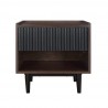 Manhattan Comfort Duane Modern Ribbed Nightstand with Full Extension Drawer in Dark Brown And Black Front