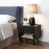 Manhattan Comfort Duane Modern Ribbed Nightstand with Full Extension Drawer in Dark Brown And Black - Manhattan Comfort Duane Modern Ribbed Nightstand with Full Extension Drawer in Dark Brown And Black