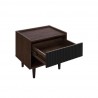 Manhattan Comfort Duane Modern Ribbed Nightstand with Full Extension Drawer in Dark Brown And Black Open