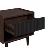 Manhattan Comfort Duane Modern Ribbed Nightstand with Full Extension Drawer in Dark Brown And Black Half