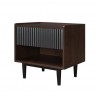Manhattan Comfort Duane Modern Ribbed Nightstand with Full Extension Drawer in Dark Brown And Black Other Side