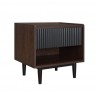 Manhattan Comfort Duane Modern Ribbed Nightstand with Full Extension Drawer in Dark Brown And Black Side