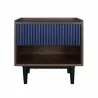 Manhattan Comfort Duane Modern Ribbed Nightstand with Full Extension Drawer in Dark Brown And Blue Front - Manhattan Comfort Duane Modern Ribbed Nightstand with Full Extension Drawer in Dark Brown And Blue Front