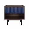 Manhattan Comfort Duane Modern Ribbed End Table in Dark Brown And Blue Front