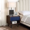 Manhattan Comfort Duane Modern Ribbed Nightstand with Full Extension Drawer in Dark Brown And Blue