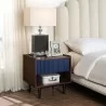 Manhattan Comfort Duane Modern Ribbed End Table in Dark Brown And Blue  - Manhattan Comfort Duane Modern Ribbed End Table in Dark Brown And Blue 