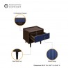 Manhattan Comfort Duane Modern Ribbed Nightstand with Full Extension Drawer in Dark Brown And Blue Details