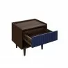 Manhattan Comfort Duane Modern Ribbed Nightstand with Full Extension Drawer in Dark Brown And Blue Open  - Manhattan Comfort Duane Modern Ribbed Nightstand with Full Extension Drawer in Dark Brown And Blue Open 