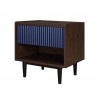 Manhattan Comfort Duane Modern Ribbed Nightstand with Full Extension Drawer in Dark Brown And Blue Other Side