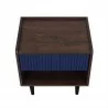 Manhattan Comfort Duane Modern Ribbed Nightstand with Full Extension Drawer in Dark Brown And Blue Top - Manhattan Comfort Duane Modern Ribbed Nightstand with Full Extension Drawer in Dark Brown And Blue Top