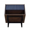 Manhattan Comfort Duane Modern Ribbed Nightstand with Full Extension Drawer in Dark Brown And Blue Bottom
