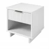 Manhattan Comfort Granville Modern Nightstand 1.0 with 1 Full Extension Drawers in White Side - Manhattan Comfort Granville Modern Nightstand 1.0 with 1 Full Extension Drawers in White Side