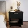 Manhattan Comfort Granville Modern Nightstand 1.0 with 1 Full Extension Drawers in Black - Manhattan Comfort Granville Modern Nightstand 1.0 with 1 Full Extension Drawers in Black