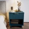 Manhattan Comfort Granville Modern Nightstand 1.0 with 1 Full Extension Drawers in Midnight Blue - Manhattan Comfort Granville Modern Nightstand 1.0 with 1 Full Extension Drawers in Midnight Blue