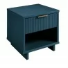 Manhattan Comfort Granville Modern Nightstand 1.0 with 1 Full Extension Drawers in Midnight Blue Side - Manhattan Comfort Granville Modern Nightstand 1.0 with 1 Full Extension Drawers in Midnight Blue Side