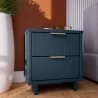 Manhattan Comfort Granville Modern Nightstand 2.0 with 2 Full Extension Drawers in Midnight Blue - Manhattan Comfort Granville Modern Nightstand 2.0 with 2 Full Extension Drawers in Midnight Blue